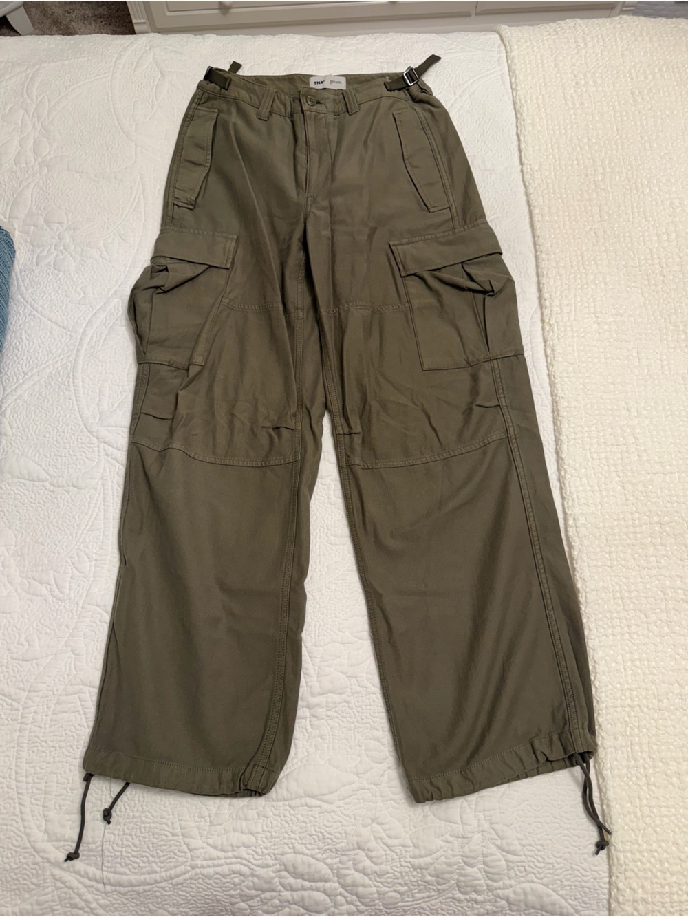 Aritzia Olive Cargo Pants with Drawstring Hems